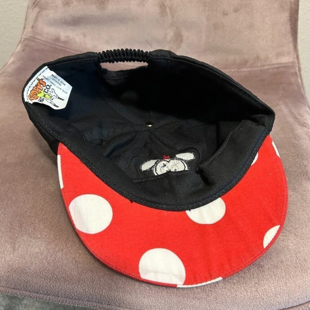 VTG 90s Disney Minnie Mouse Polkadot Baseball Hat Kids Girls Polka Dot Black